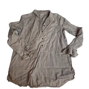 Halogen Long Sleeve Button Front Shirt Dress Tan Taupe Size S‎